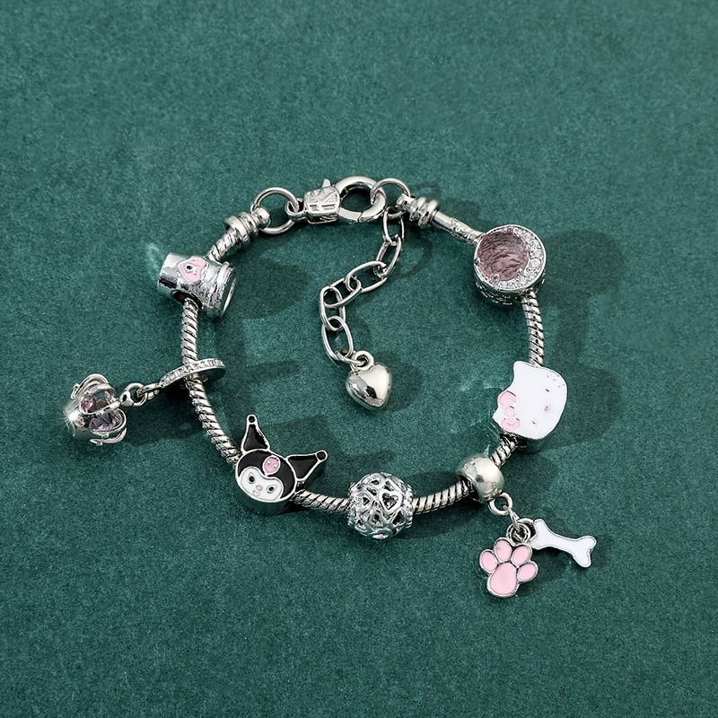 1pc Kuromi Hello Kitty Charms Bracelet Kawaii Kitty Cat Bangle DIY Beads, Art Beads, Crafting Beads Accessories Bracelet for Y2K Girls Jewelry Hand